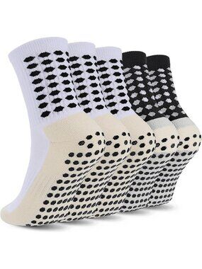 5 Pairs Kids Non-Slip Soccer Socks - Cushioned Athletic Sports Grip Socks